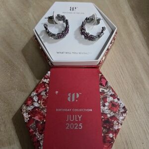 ❤️BP Women's Lab Created Ruby And Diamond Cubic Zirconia Pink and Silver Hoops